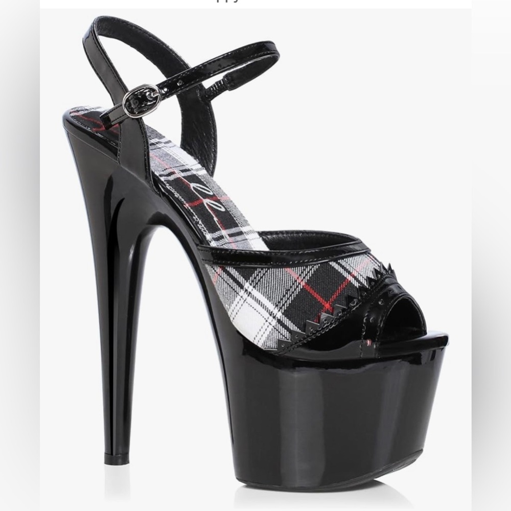 NWT- Black and White Plaid Platform Heels